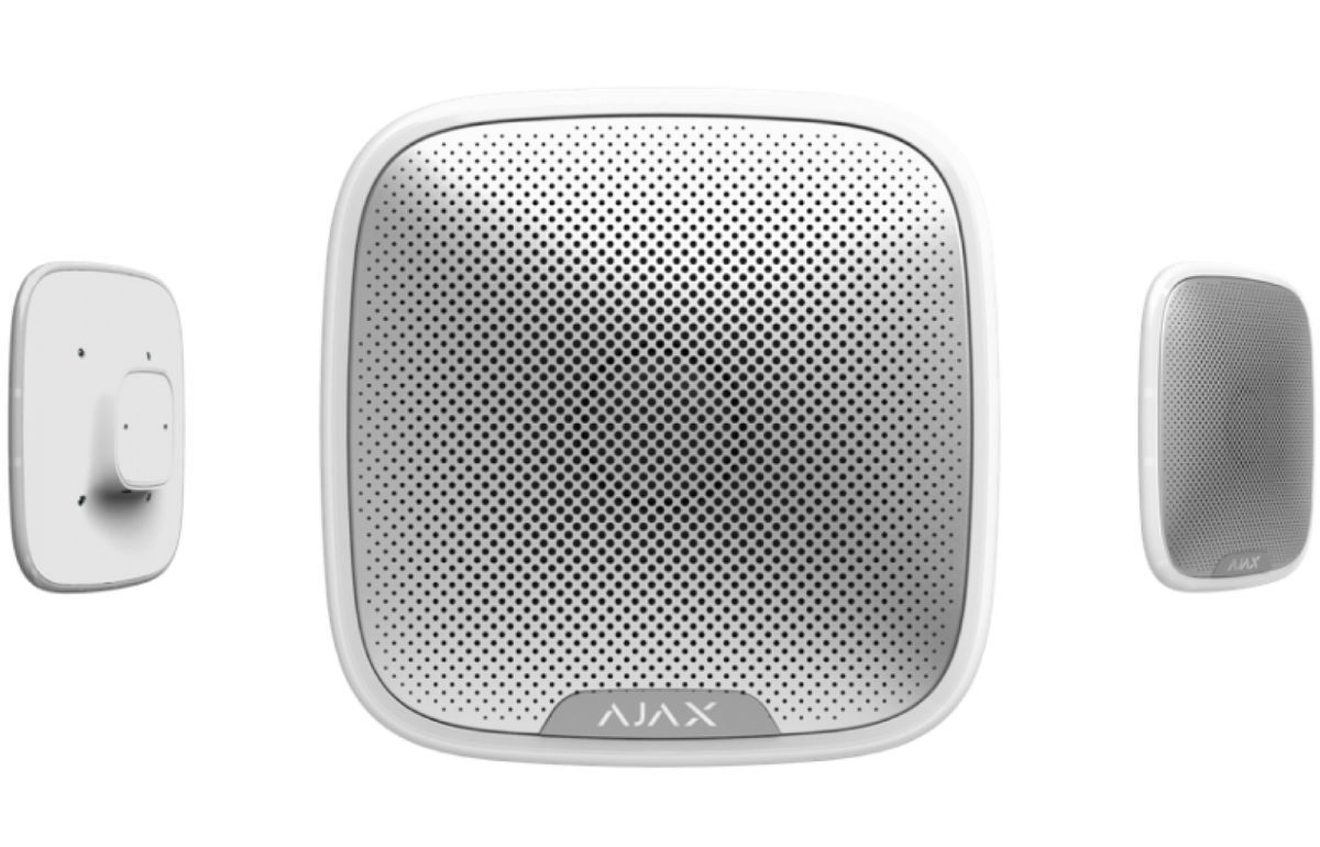 AJAX STREETSIREN, WIT, DRAADLOZE BUITENSIRENE MET LED