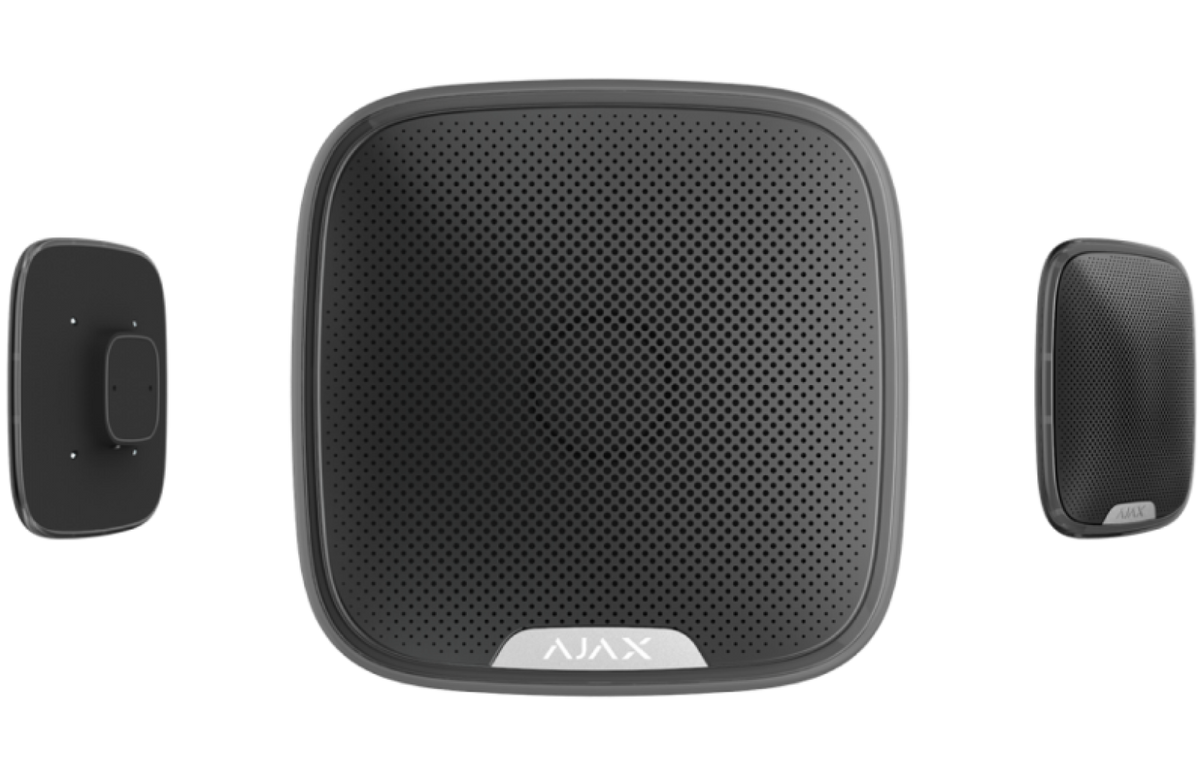 AJAX STREETSIREN, ZWART, DRAADLOZE BUITENSIRENE MET LED