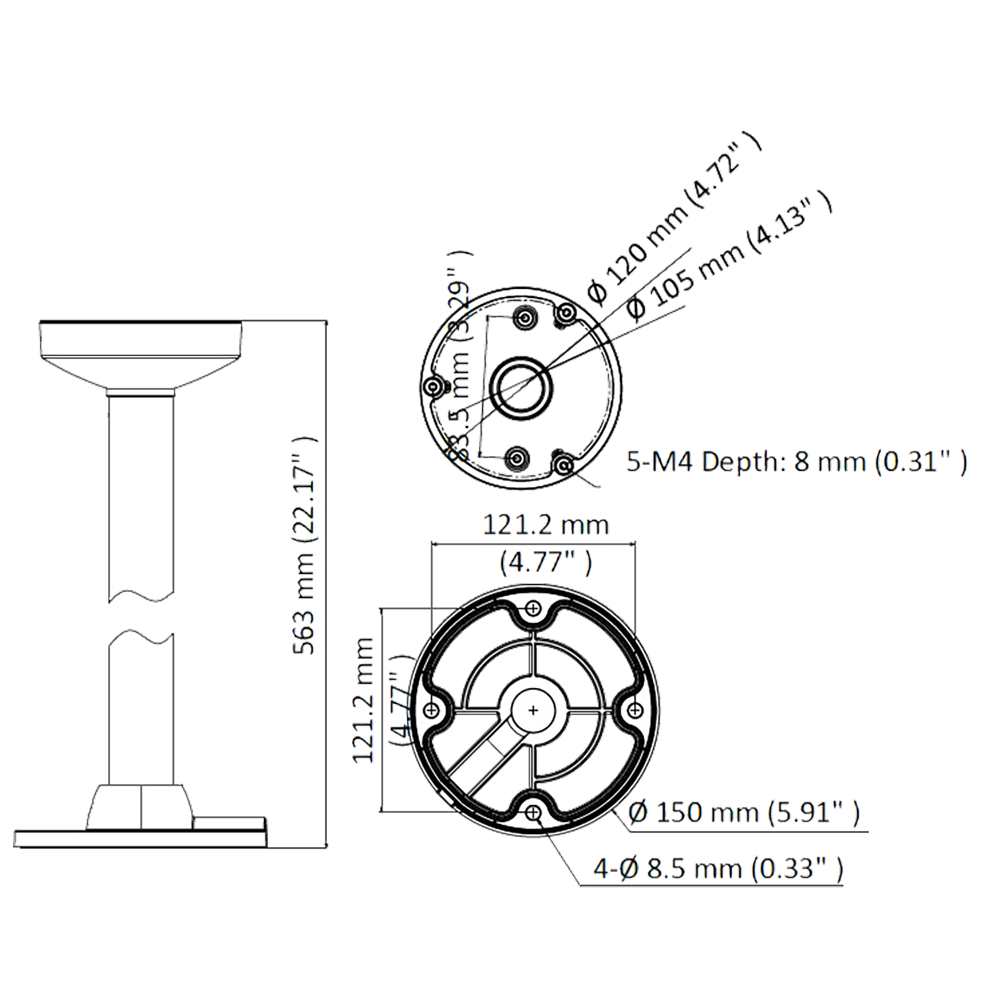 Hikvision Plafondbeugel DS-1271ZJ-120-Zwart